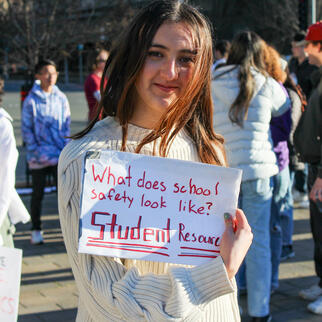 josephine holding sign